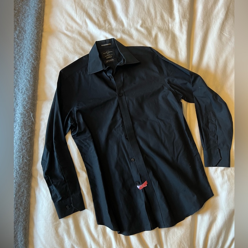 Black Brown 1826 - black long sleeve dress shirt - size L neck size 15
